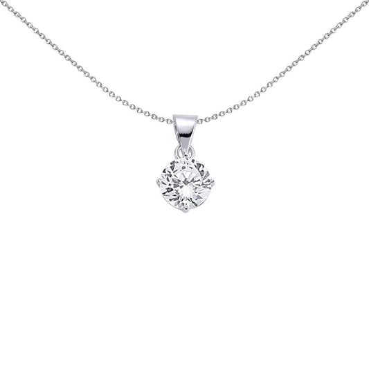 925 Sterling Silver  8mm 2 Carat CZ Solitaire Pendant - GVP140