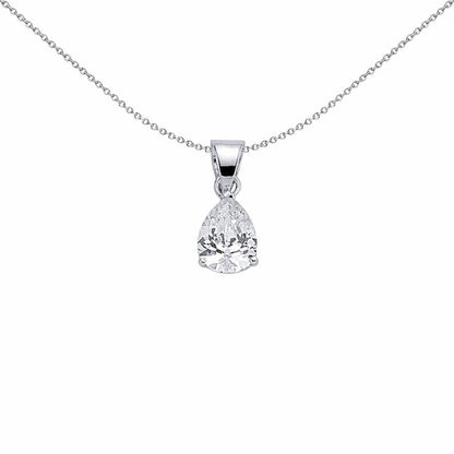 Silver  Pear CZ Tears of Joy Charm Necklace 18 inch - GVP141