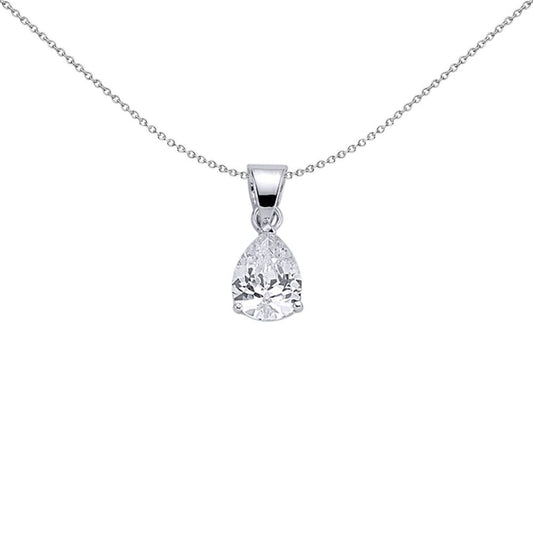Sterling Silver  Pear CZ Solitaire Tears of Joy Charm Necklace - GVP141