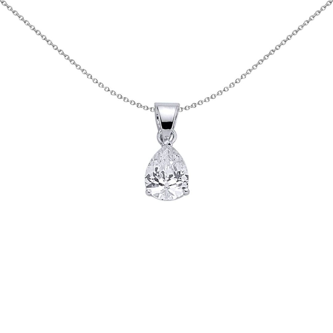 Silver  Pear CZ Tears of Joy Charm Necklace - GVP141