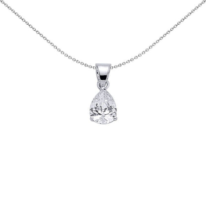 Silver  Pear CZ Tears of Joy Charm Necklace - GVP141