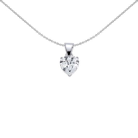 Silver  Heart CZ Love Heart Pendant Necklace 18 inch - GVP143