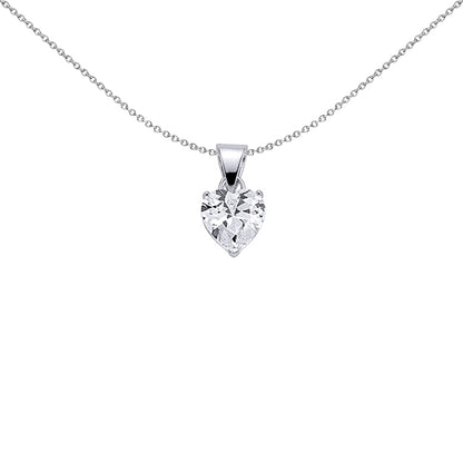 Silver  Heart CZ Love Heart Pendant Necklace 18 inch - GVP143