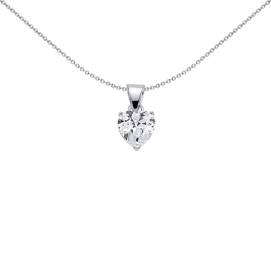 Silver  Heart CZ Love Heart Pendant Necklace 18 inch - GVP143