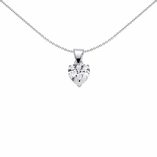 Silver  Heart CZ Love Heart Pendant Necklace 18 inch - GVP143