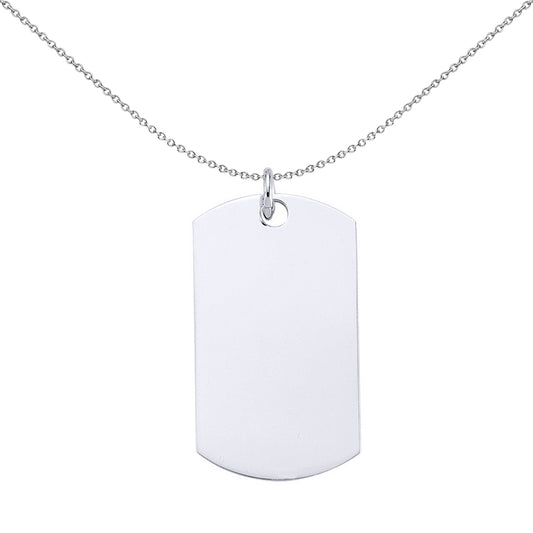 Mens Silver  Military Dog Tag Pendant Necklace 18 inch - GVP157