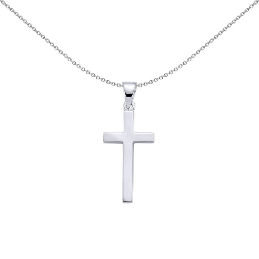 Silver  Polished Cross Pendant Necklace 18 inch - GVP159