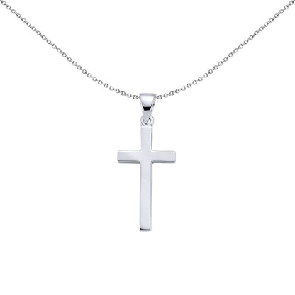 Silver  Polished Cross Pendant Necklace 18 inch - GVP159