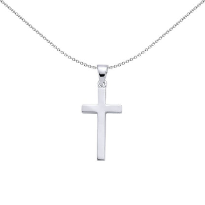 Sterling Silver  Elegant Minimal Polished Cross Pendant Necklace - GVP159