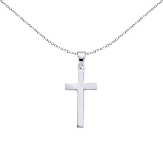 Sterling Silver  Elegant Minimal Polished Cross Pendant Necklace - GVP159