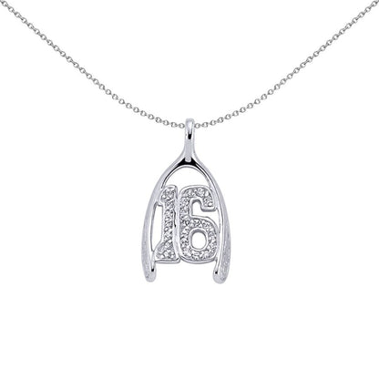 Silver  CZ Wishbone 16 Pendant Necklace - GVP160