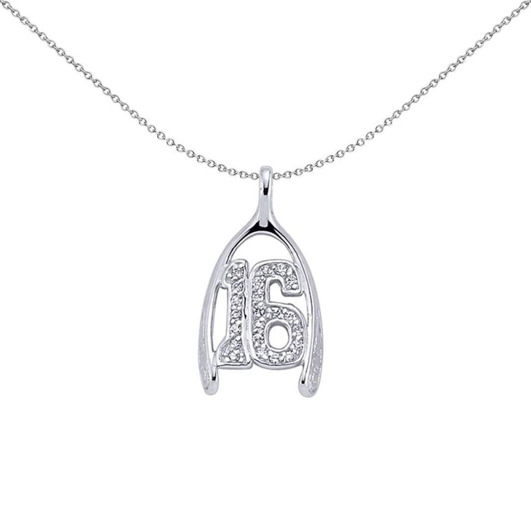 Silver  CZ Wishbone 16 Pendant Necklace - GVP160