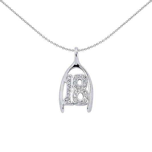 Silver  CZ Wishbone 18 Pendant Necklace 18 inch - GVP161