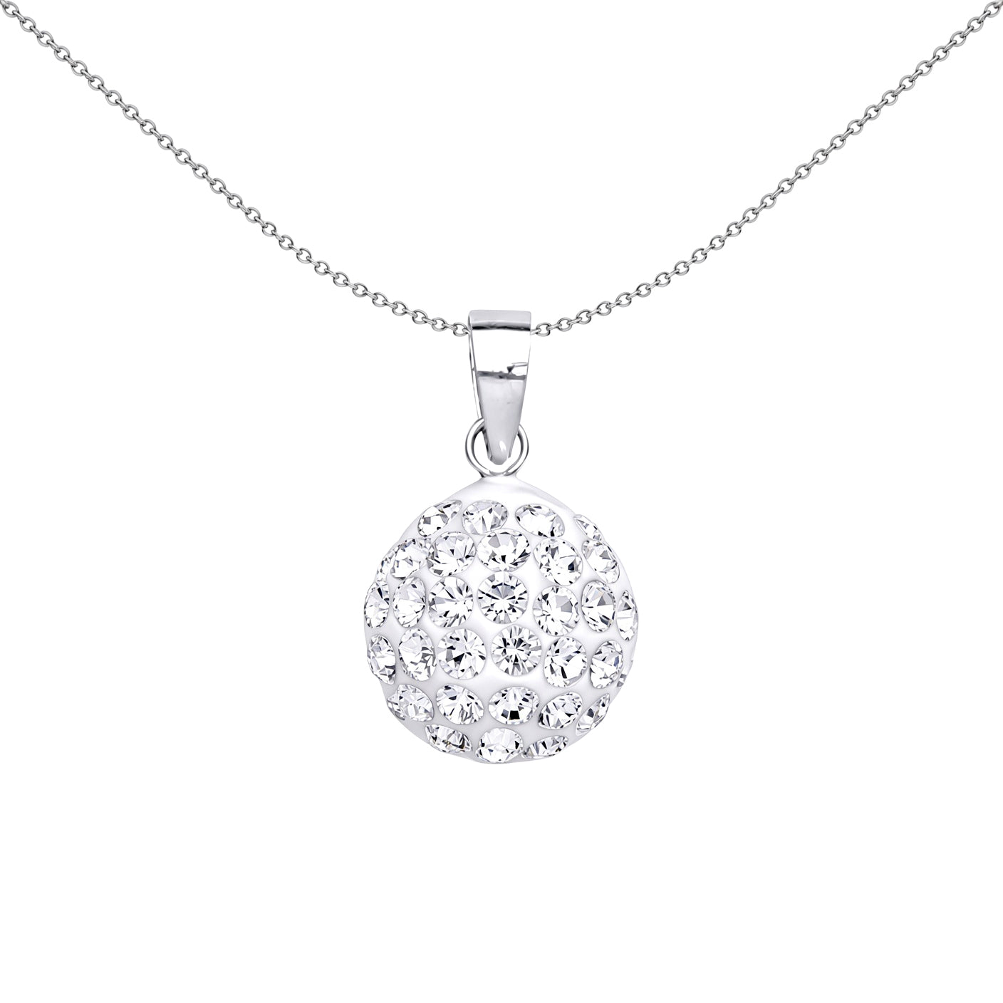 Silver  Crystal Disco Ball Pendant Necklace - GVP168-9MM