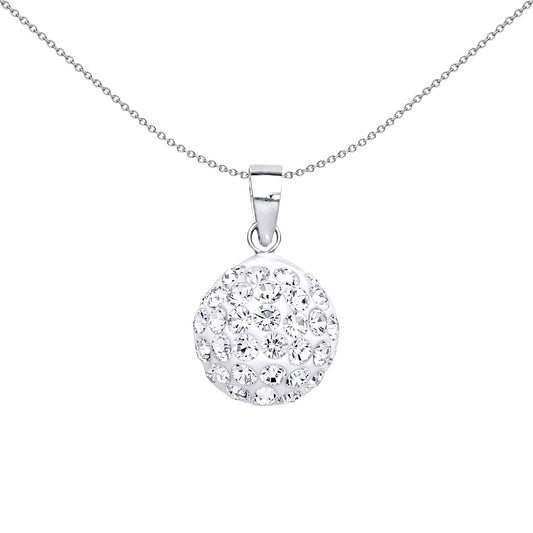 Silver  Crystal Disco Ball Pendant Necklace - GVP168-9MM