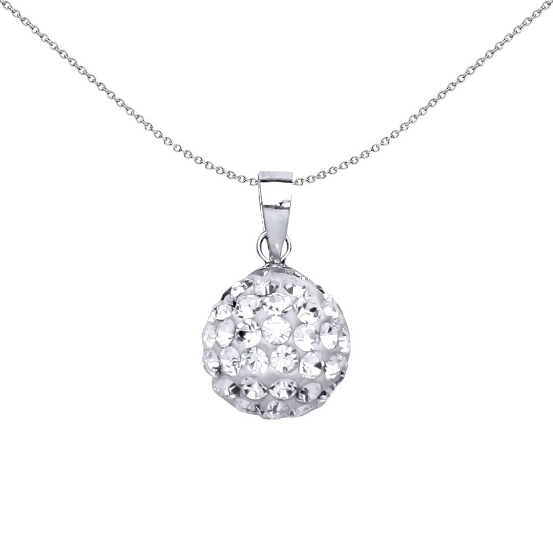 Silver  Crystal Disco Ball Pendant Necklace - GVP168-9MM