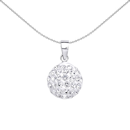 Silver  Crystal Disco Ball Pendant Necklace - GVP168-9MM