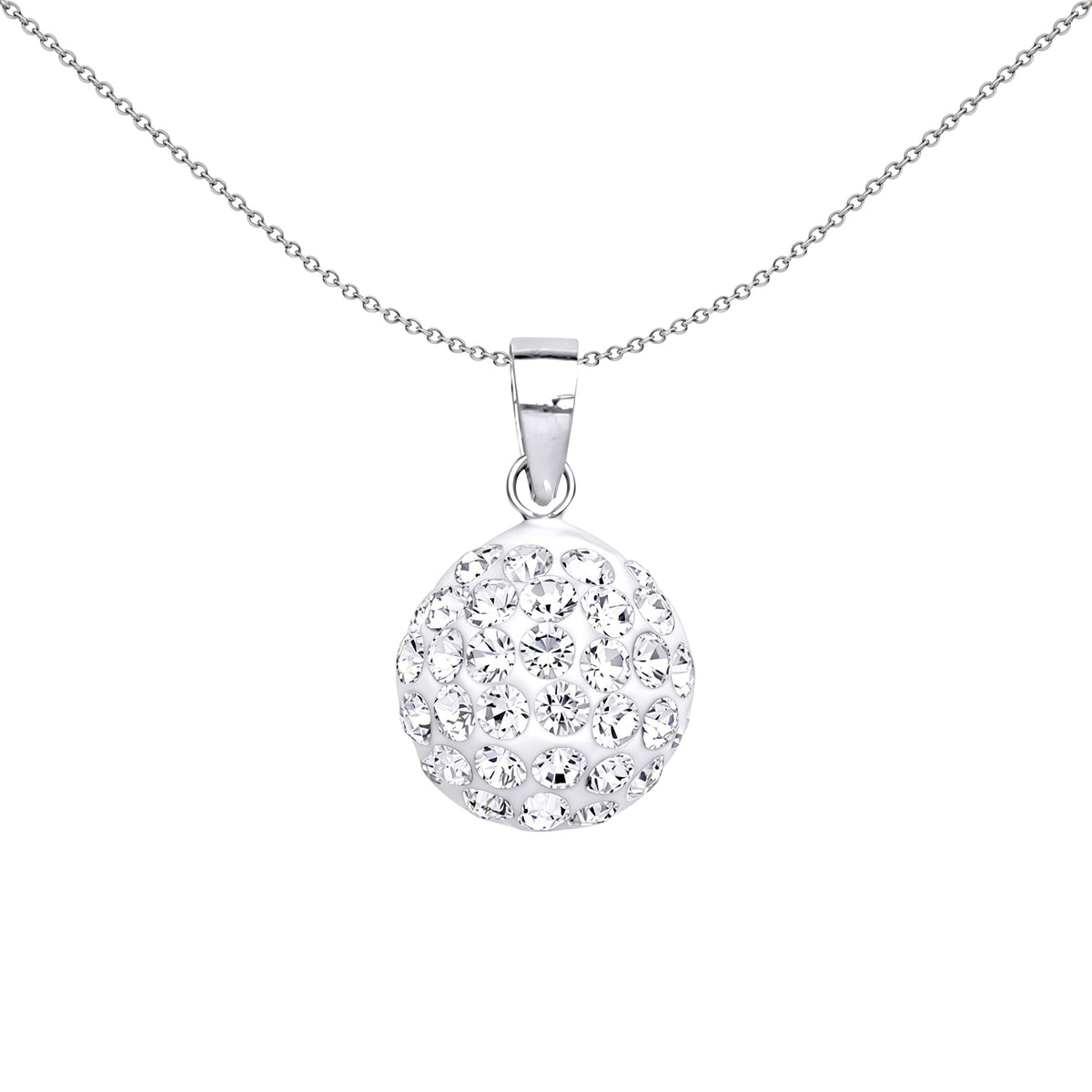 Sterling Silver  Crystal Disco Ball Sparkling Spherical Pendant - GVP168-9MM
