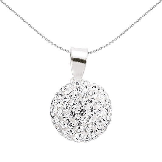 Silver  Crystal Disco Ball Charm Necklace 18 inch - GVP168