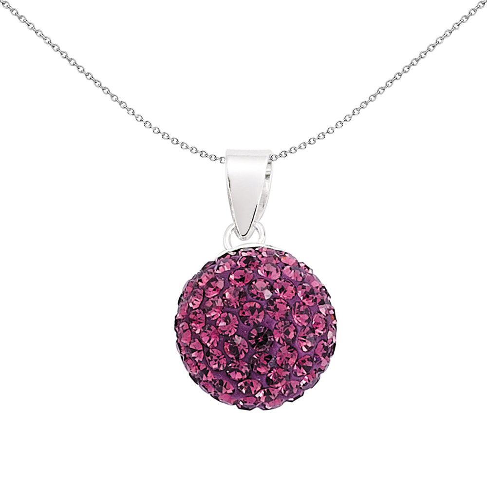 Sterling Silver  Violet Crystal Shamballa Pendant - GVP168AMY