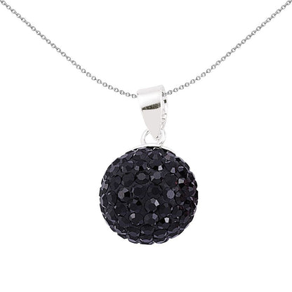 Silver  Black Crystal Shamballa Sparkling Spherical Pendant - GVP168B