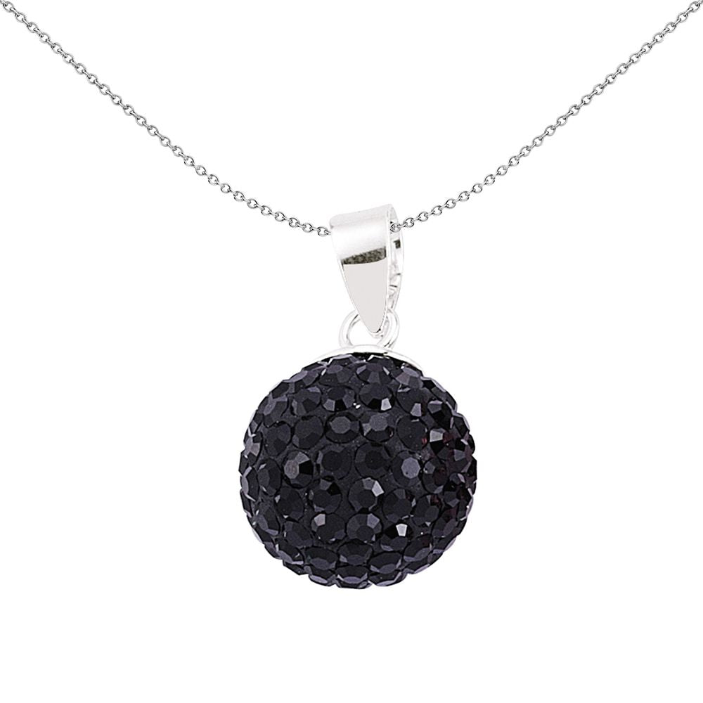 Sterling Silver  Black Crystal Shamballa Pendant - GVP168B