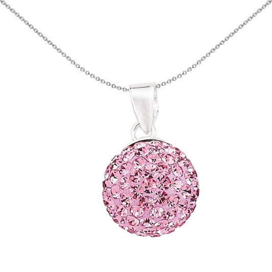 Silver  Pink Crystal Shamballa Sparkling Spherical Pendant - GVP168P