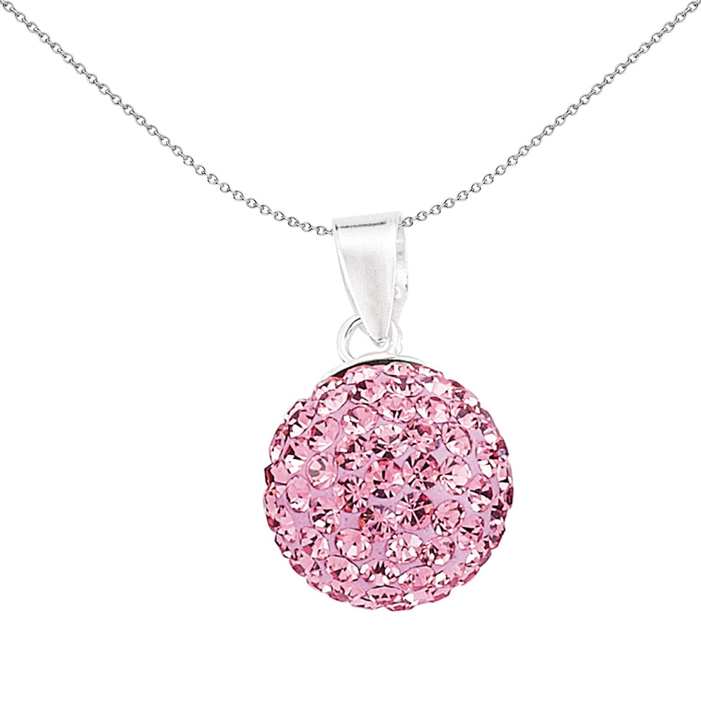 Sterling Silver  Pink Crystal Shamballa Pendant - GVP168P