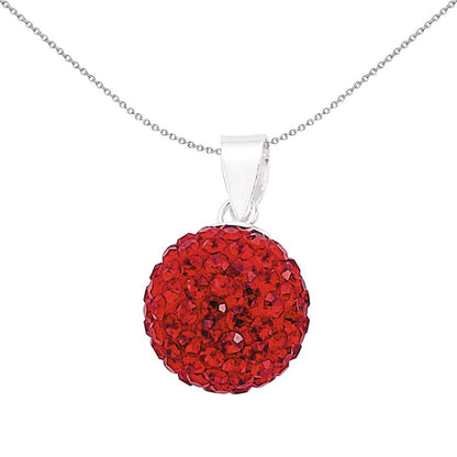 Sterling Silver  Red Crystal Sparkling Spherical Shamballa Pendant - GVP168RU