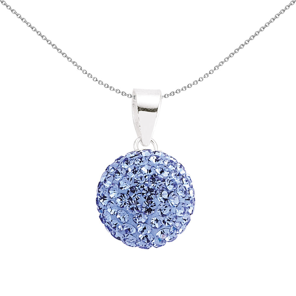 Sterling Silver  Blue Crystal Shamballa Pendant - GVP168SAP