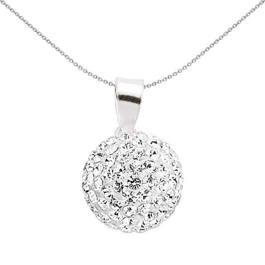 Silver  Crystal Disco Ball Charm Necklace - GVP168
