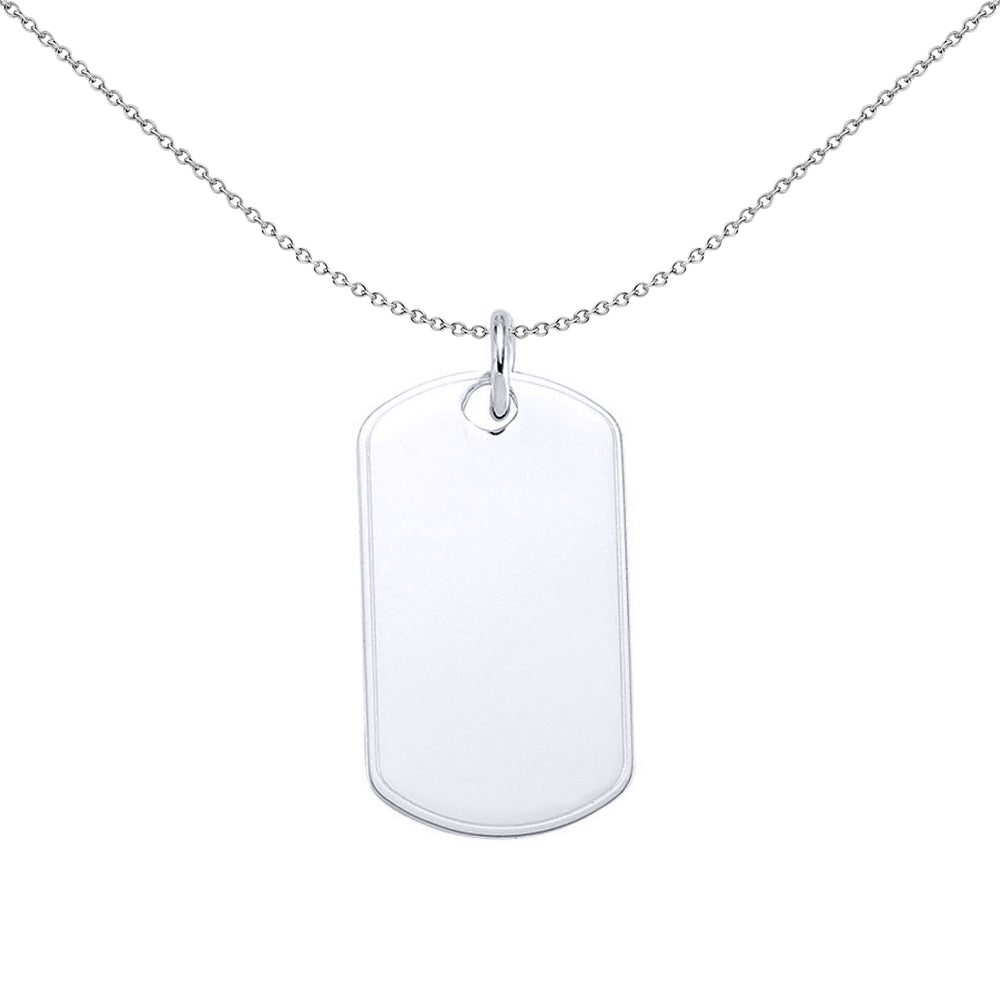 Mens Silver  Military Dog Tag Pendant Necklace 18 inch - GVP175