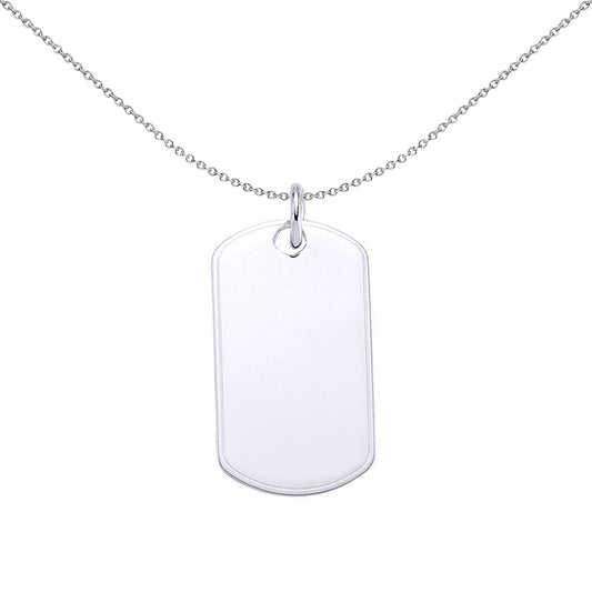 Mens Silver  Military Dog Tag Pendant Necklace 18 inch - GVP175