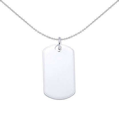 Mens Sterling Silver  Military Dog Tag Curved Rectangular Pendant - GVP175