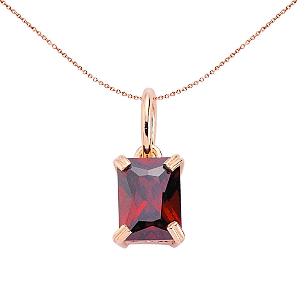 Rose-Plated Silver  Smoky Quartz Cola Rectangular Pendant - GVP185PG
