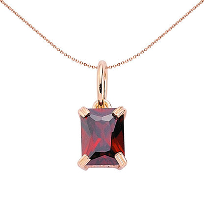 Rose-Plated Silver  Smoky Quartz Cola Rectangular Pendant - GVP185PG