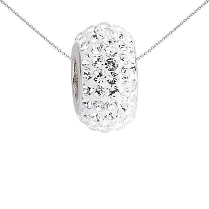 Sterling Silver  White Crystal Sparkling Disco Wheel Bead Charm - GVP195