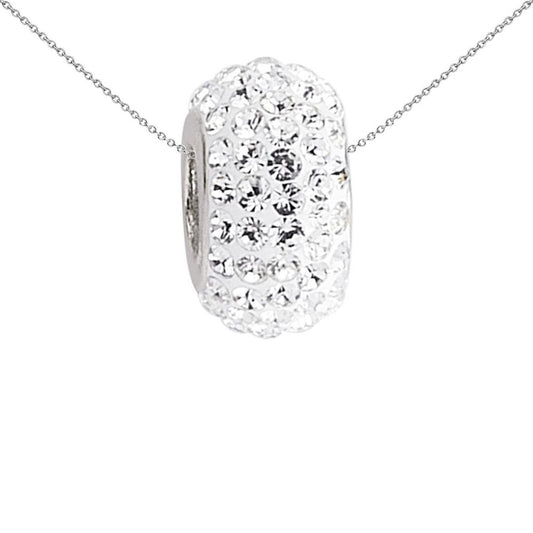 Sterling Silver  White Crystal Sparkling Disco Wheel Bead Charm - GVP195