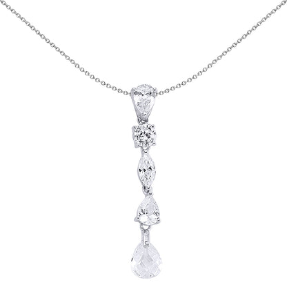 Silver  Pear, Marquise and CZ Tears of Joy Charm Necklace 18 inch - GVP200