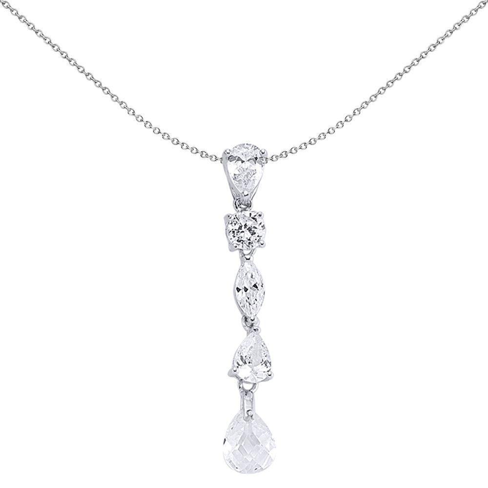 Silver  Pear, Marquise and CZ Tears of Joy Charm Necklace 18 inch - GVP200