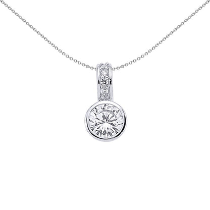 Silver  CZ Bubble Solitaire Pendant Necklace 18 inch - GVP203