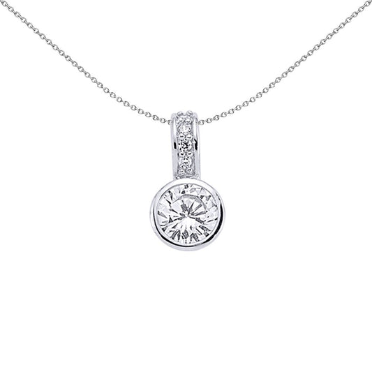 Silver  CZ Bubble Solitaire Pendant Necklace 18 inch - GVP203
