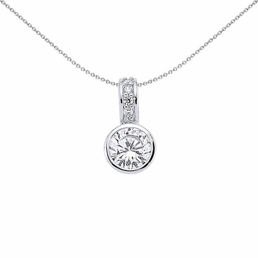 Silver  CZ Bubble Solitaire Pendant Necklace 18 inch - GVP203