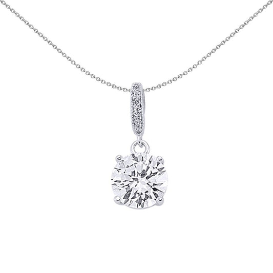 Silver  CZ Solitaire Pendant Necklace - GVP206