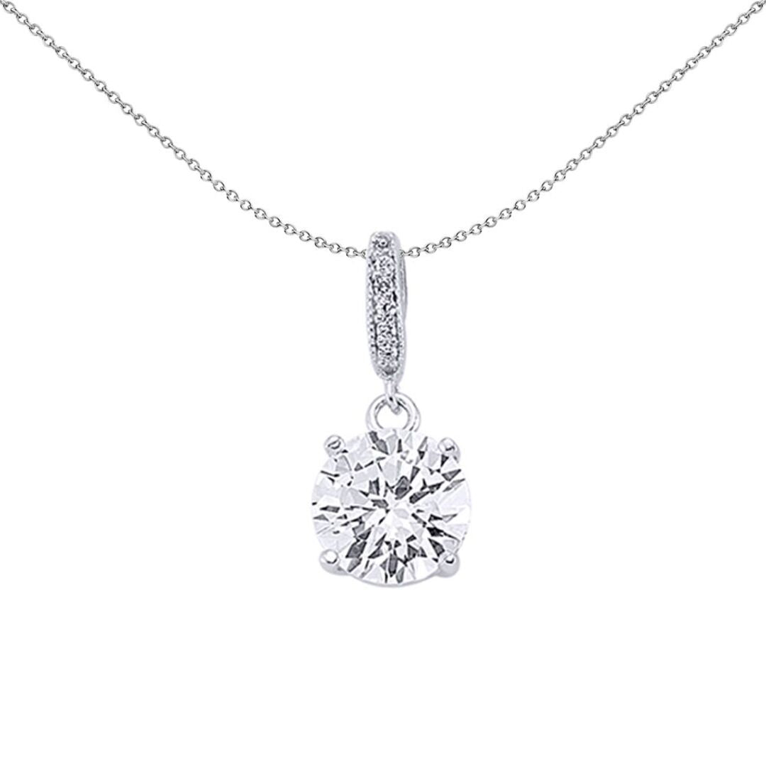 Silver  CZ Solitaire Pendant Necklace - GVP206