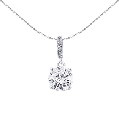Silver  CZ Solitaire Pendant Necklace - GVP206