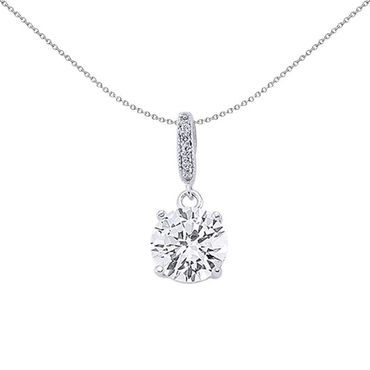 Silver  CZ Solitaire Pendant Necklace 18 inch - GVP206