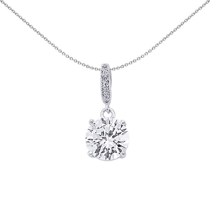 Silver  CZ Solitaire Pendant Necklace 18 inch - GVP206