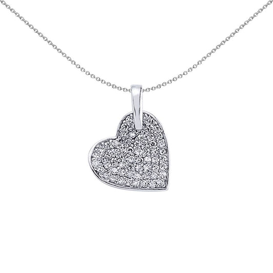 Sterling Silver  CZ Pave Love Heart Encrusted Galaxy Pendant - GVP210