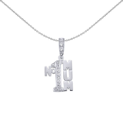 Silver  CZ Number 1 Mum Pendant Necklace - GVP220